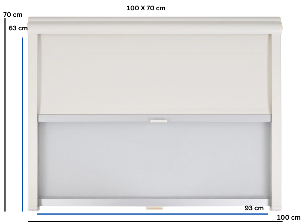 AOYI Kombirollo 100 x 70 cm Weiß Wohnmobil Wohnwagen Verdunkelung Insektenschutz