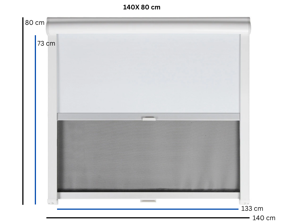 AOYI Kombirollo 140 x 80 cm grau Wohnmobil Wohnwagen Verdunkelung Insektenschutz