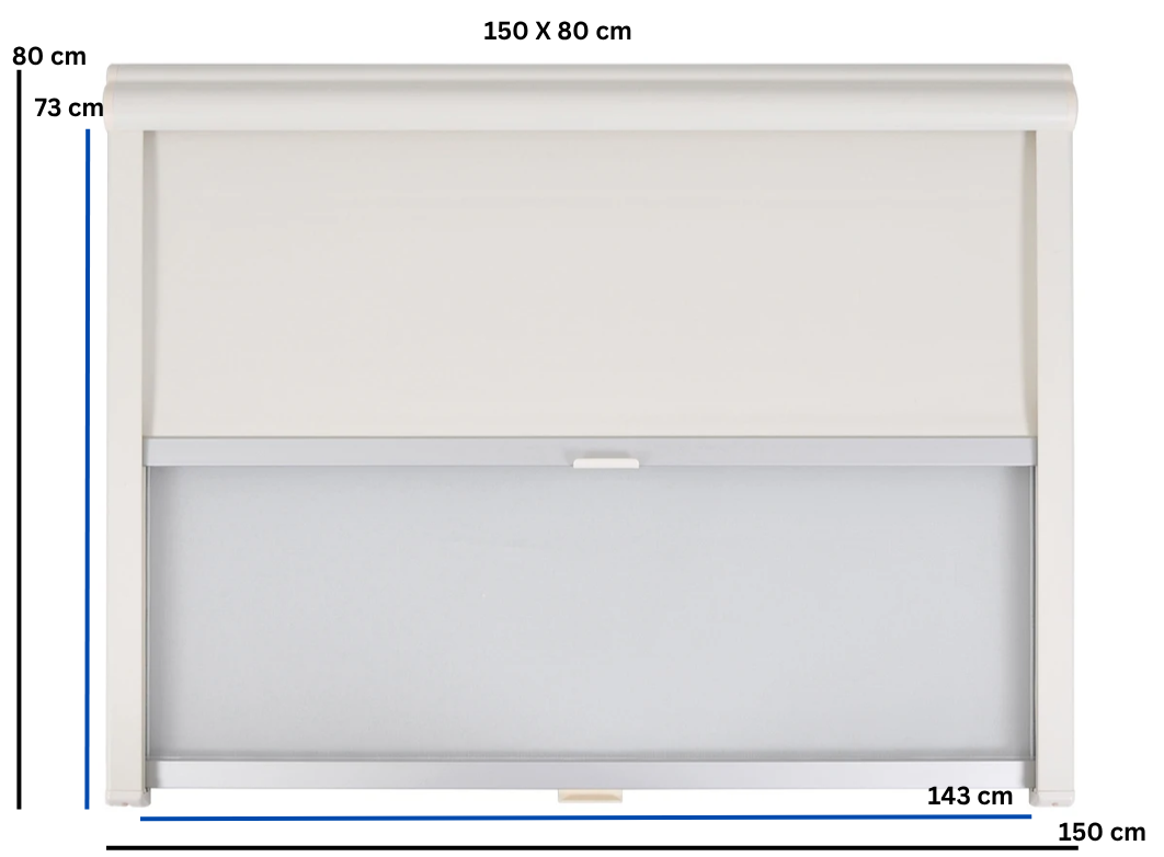 AOYI Kombirollo 150 x 80 cm Weiß Wohnmobil Wohnwagen Verdunkelung Insektenschutz