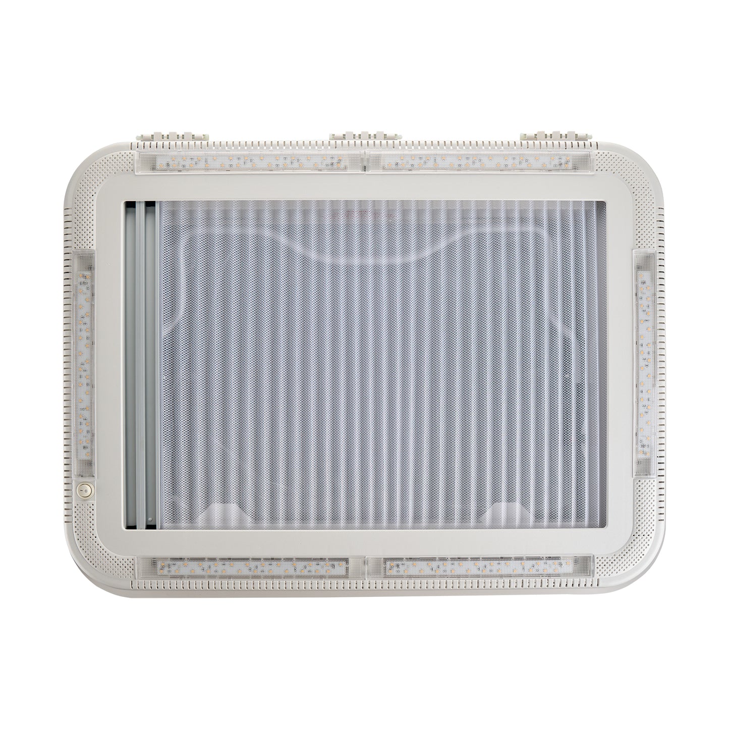 Dachluke  70x50cm Dachhaube LED mit Zwangsbelüftung Insektenschutz Einfassrahmen - Infigoo RV GmbH