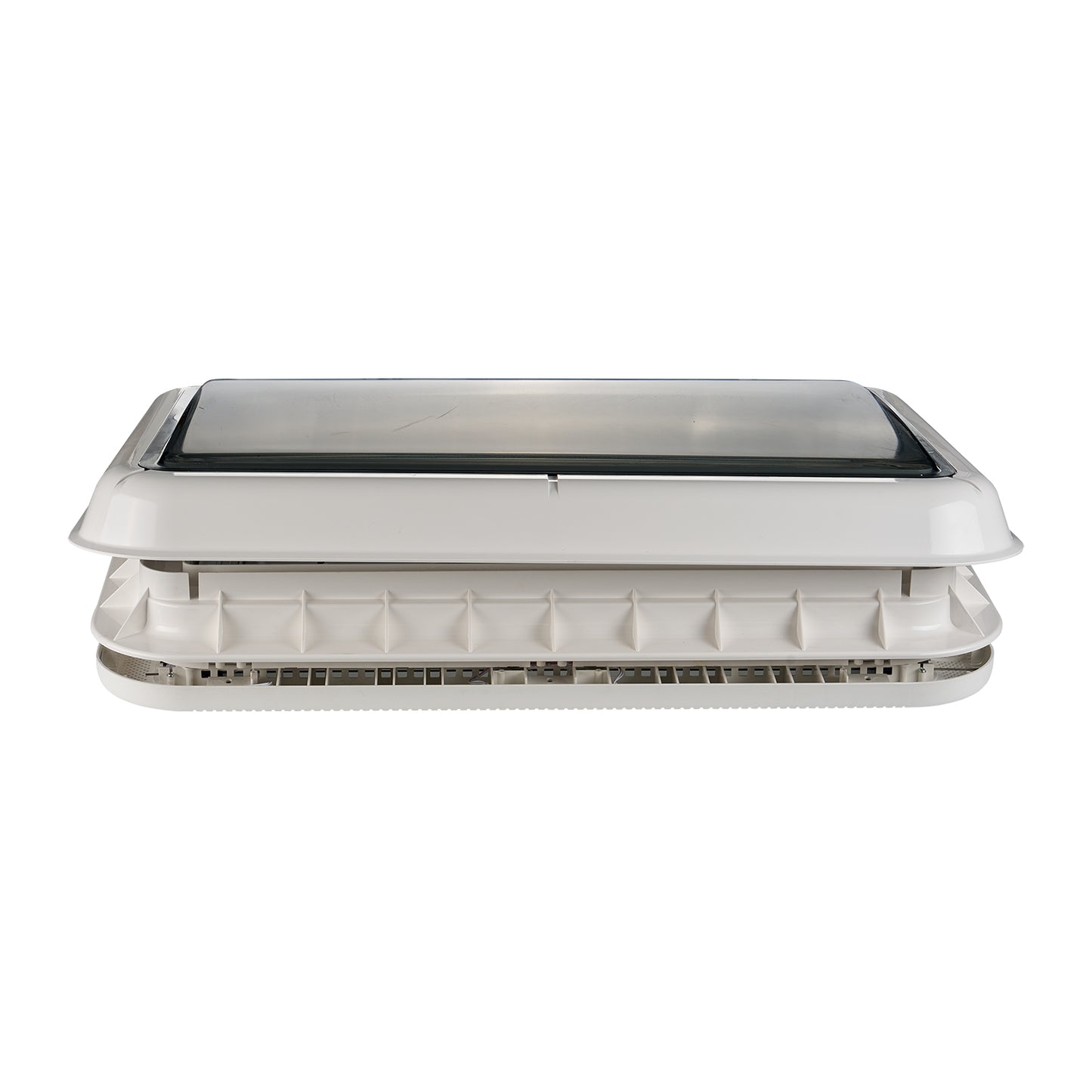 Dachluke  70x50cm Dachhaube LED mit Zwangsbelüftung Insektenschutz Einfassrahmen - Infigoo RV GmbH